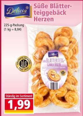 Süße Blätterteiggebäck Herzen