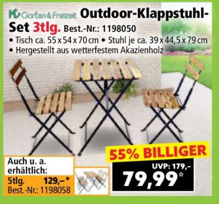 Outdoor-Klappstuhl-Set 3tlg.