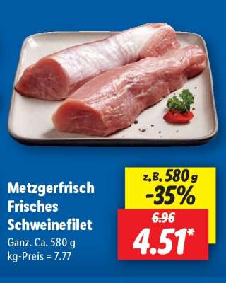 Metzgerfrisch Frisches Schweinefilet