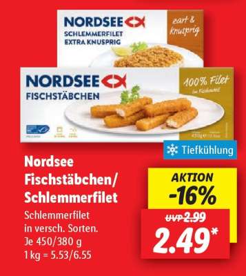 Nordsee Fischstäbchen/Schlemmerfilet