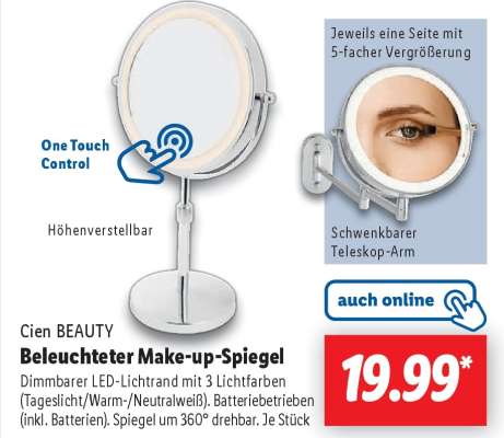 Cien BEAUTY Beleuchteter Make-up-Spiegel