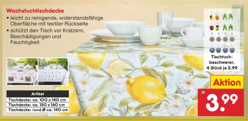 Wachstuch- Tischdecke