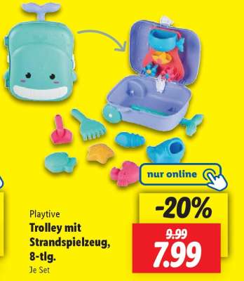 Trolley mit Strandspielzeug, 8-tlg.