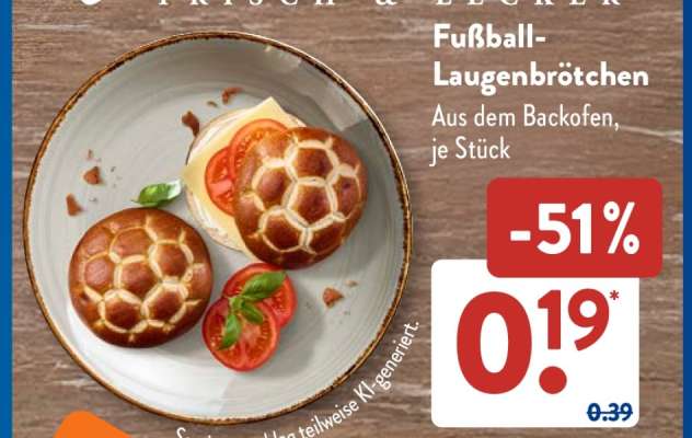Fußball- Laugenbrötchen