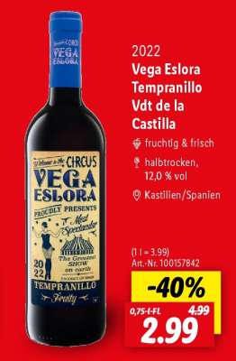 Vega Eslora Tempranillo Vdt de la Castilla