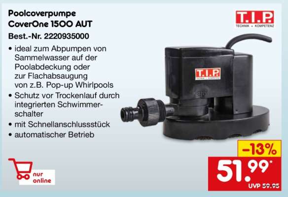 Poolcoverpumpe CoverOne 1500 AUT