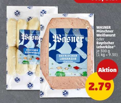 WASNER Münchner Weißwurst oder Bayrischer Leberkäse