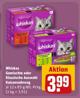 Whiskas Gemischte oder Klassische Auswahl Katzennahrung