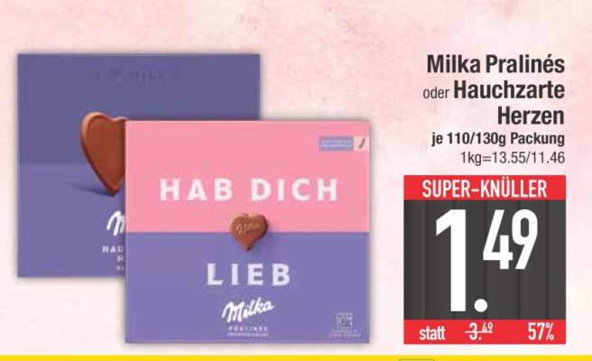 MILKA Pralinés oder Hauchzarte Herzen