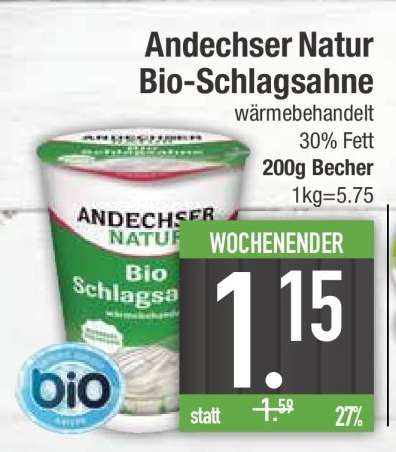 Andechser Natur Bio- Schlagsahne