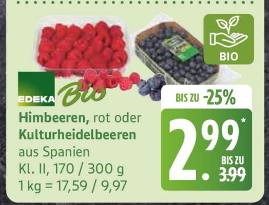 Himbeeren, rot oder Kulturheidelbeeren
