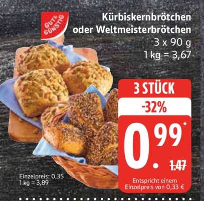 Kürbiskernbrötchen oder Weltmeisterbrötchen