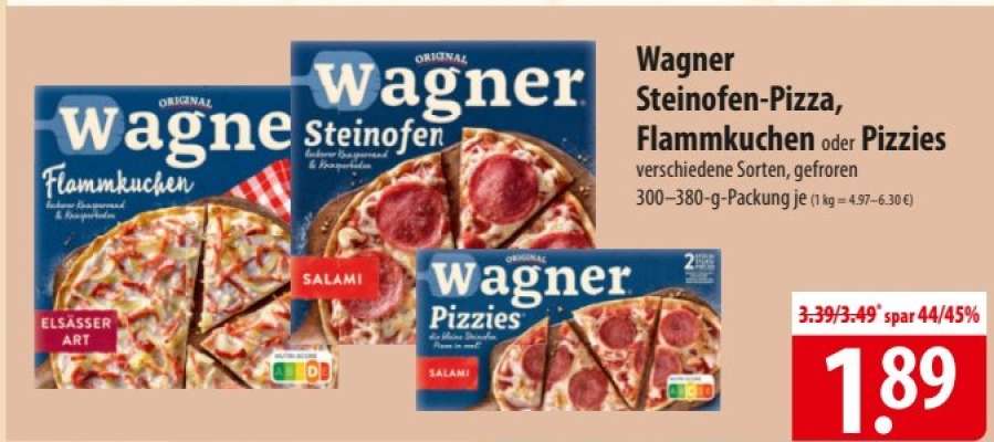 Wagner Steinofen-Pizza, Flammkuchen oder Pizzies