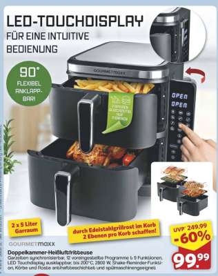GOURMETmaxx Doppelkammer-Heißluftfritteuse