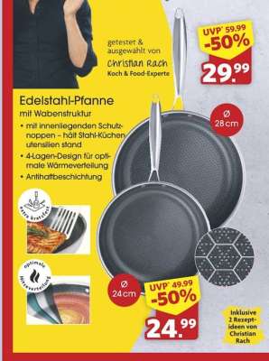 Edelstahl-Pfanne mit Wabenstruktur 28 cm