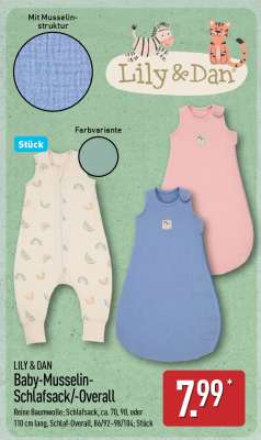 LILY & DAN Baby-Musselin-Schlafsack/-Overall