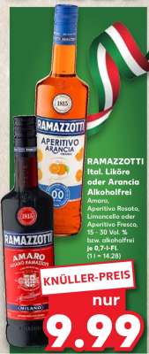 RAMAZZOTTI Ital. Liköre oder Arancia Alkoholfrei