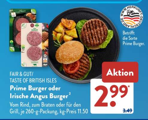 Prime Burger oder Irische Angus Burger