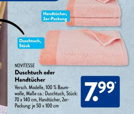 NOVITESSE Duschtuch oder Handtücher