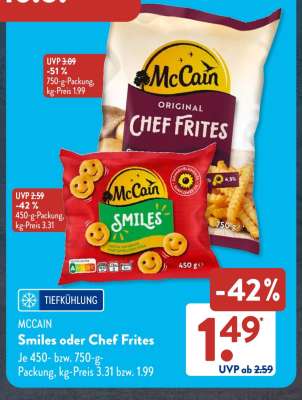 McCain Smiles oder Chef Frites