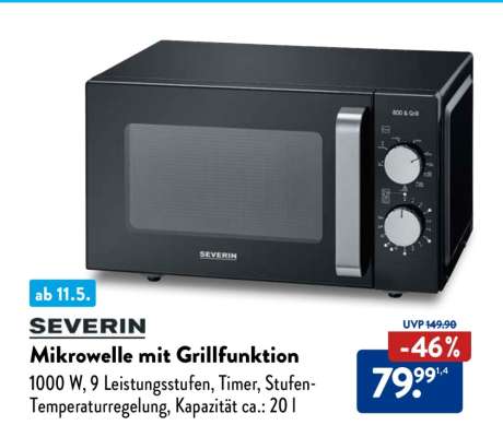 SEVERIN Mikrowelle mit Grillfunktion