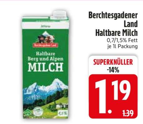 Berchtesgadener Land Haltbare Milch