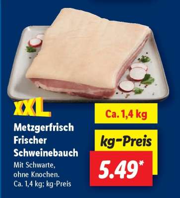 Metzgerfrisch Frischer Schweinebauch