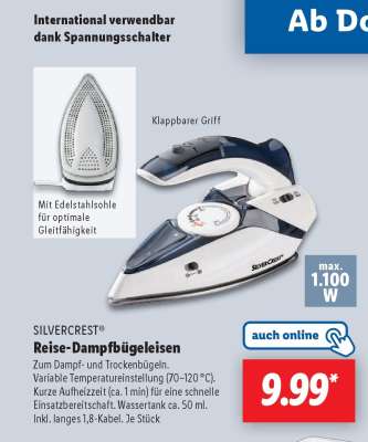 SILVERCREST® Reise-Dampfbügeleisen
