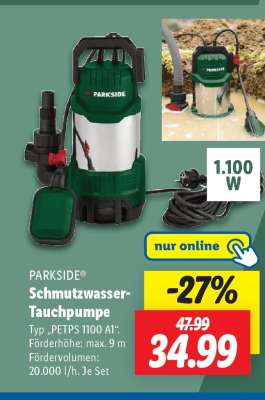 PARKSIDE® Schmutzwasser-Tauchpumpe