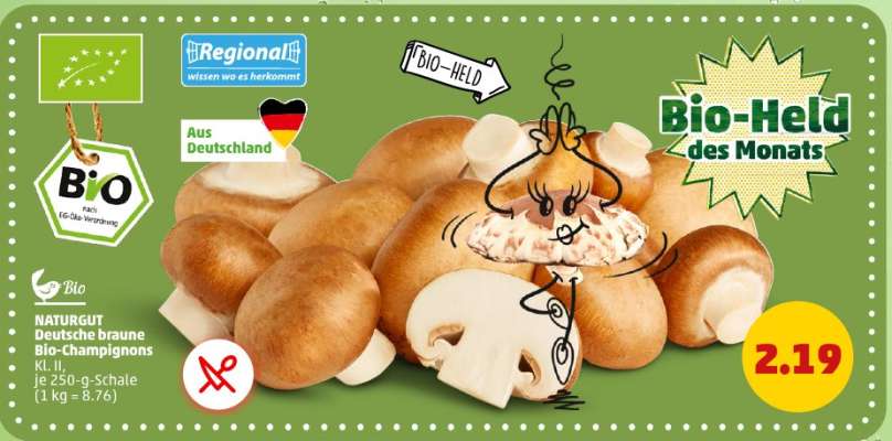 NATURGUT Deutsche braune Bio-Champignons Kl. I