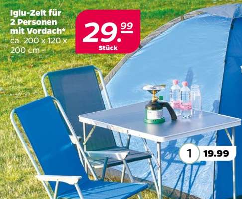 Iglu-Zelt für 2 Personen mit Vordach