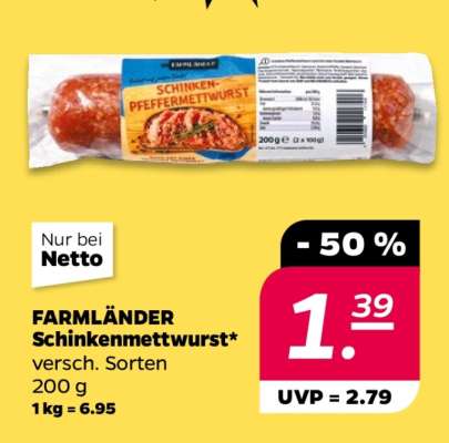 FARMLÄNDER Schinkenmettwurst