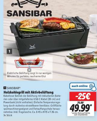 SANSIBAR® Holzkohlegrill mit Aktivbelüftung