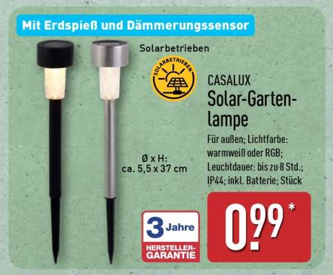 CASALUX Solar-Gartenlampe