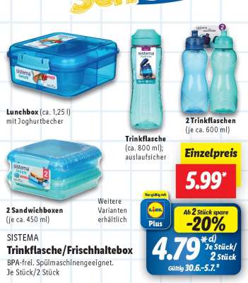 SISTEMA Trinkflasche/Frischhaltebox