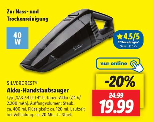 SILVERCREST® Akku-Handstaubsauger