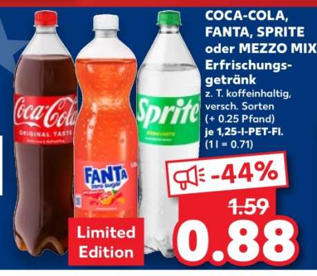 COCA-COLA, FANTA, SPRITE oder MEZZO MIX Erfrischungsgetränk