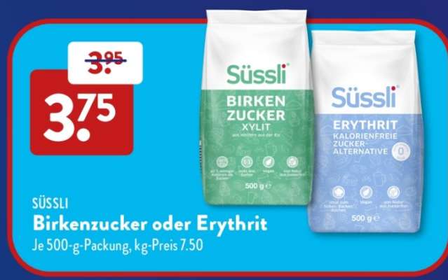 Süssli Birkenzucker oder Erythrit