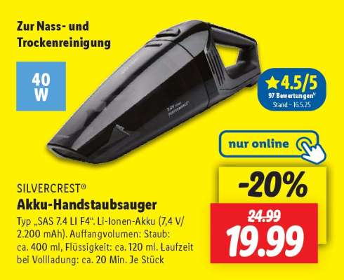 SILVERCREST® Akku-Handstaubsauger