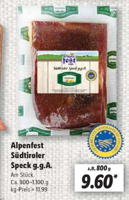 Alpenfest Südtiroler Speck g.g.A.