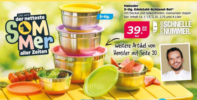 Henssler 5-tlg. Edelstahl-Schüssel-Set