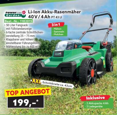 Li-Ion Akku-Rasenmäher 40 V / 4 Ah PT 43 LI
