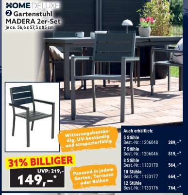 2 Gartenstuhl MADERA 2er-Set