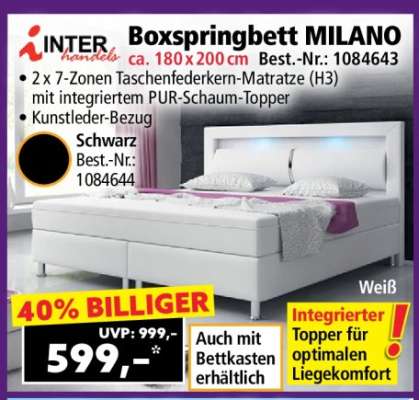 Boxspringbett MILANO