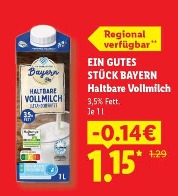 Ein gutes Stück Bayern Haltbare Vollmilch