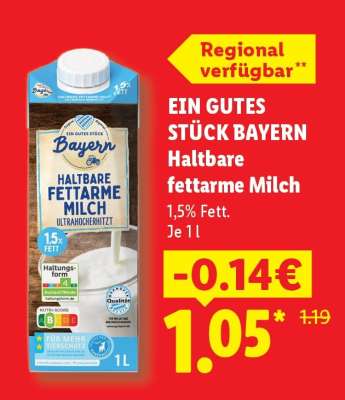 Ein gutes Stück Bayern Haltbare fettarme Milch