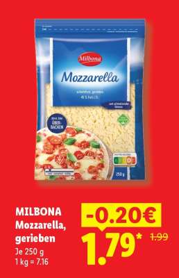 Milbona Mozzarella gerieben