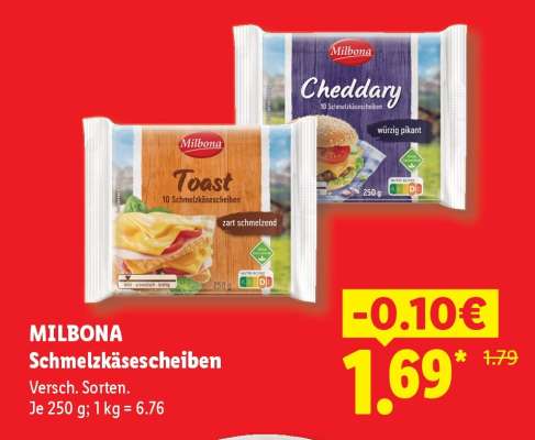 Milbona Schmelzkäsescheiben