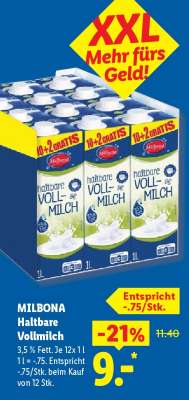 Milbona Haltbare Vollmilch