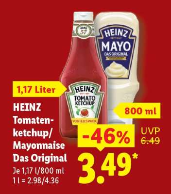 Heinz Tomatenketchup/ Mayonnaise Das Original